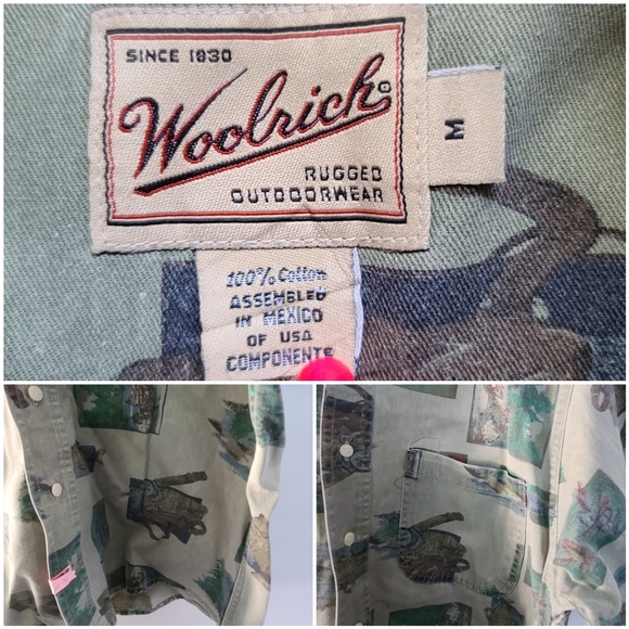 Woolrich Mens sz M Green Short Sleeve Button-down - Picture 3 of 4